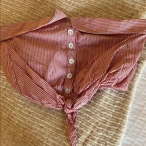 Strapless Red and White Vintage Crop